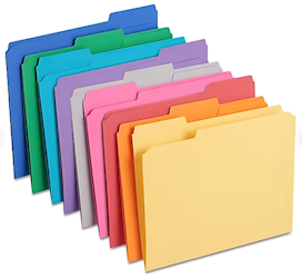 FILE FOLDERS, REINFORCED, STAPLES, 1/3 CUT TAB, LETTER SIZE, 100/CT LARGE
